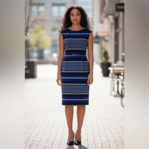 Calvin Klein Blue and Black Midi Dress